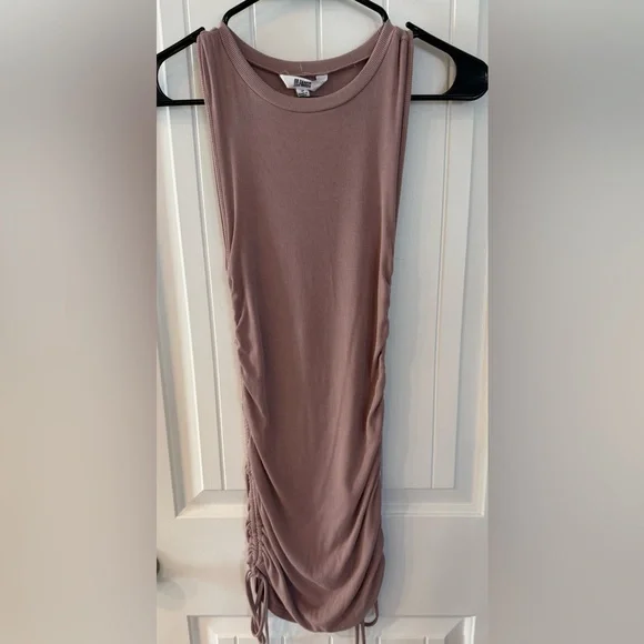 BB Dakota Steve Madden Mauve Ruched Bodycon Dress S Adjustable Side Tie - Picture 1 of 4